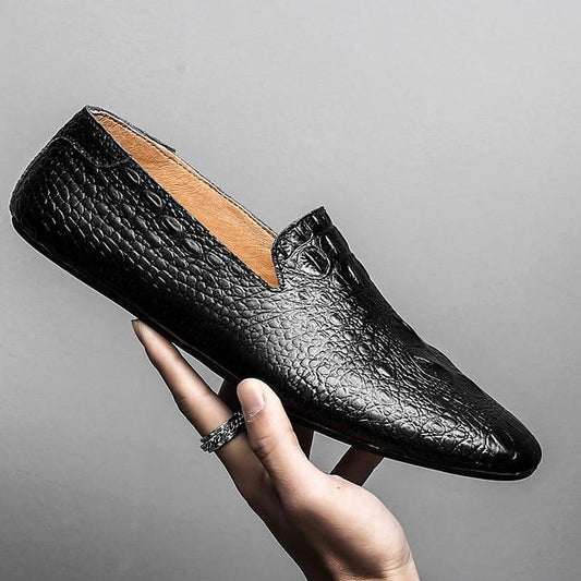 Black Men Loafers Shoes Luxury genuine leather Slip-on - 191227